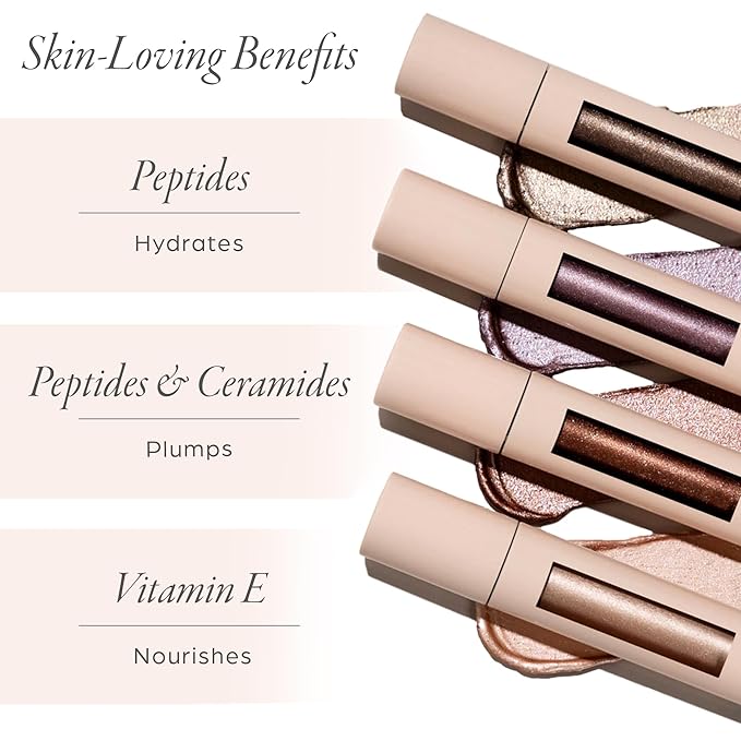 PÜR MINERALS Creamy Eyeshadow & Primer with Peptides, On Point Tint (Silk) - Buildable, Cream-to-Powder Formula for Light to Medium Coverage - Shimmery, Crease-Resistant Shades- Long-Lasting