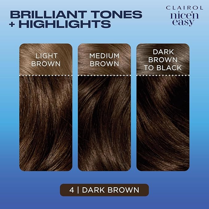 Clairol Nice'n Easy Permanent Hair Dye, Dark Brown, Pack of 5 (4 Pack + Root Touch-Up 2 Pack)