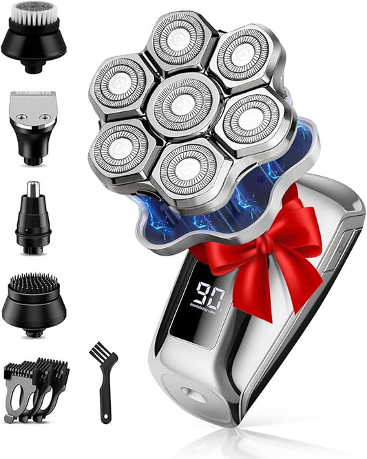 Head Shavers for Bald Men, Electric Detachable Head Shaver for Male, Waterproof Wet Dry Body Bald Head Shaver, Rechargable Rotary Shavers/Razor for Husband, Valentine's Day Gifts