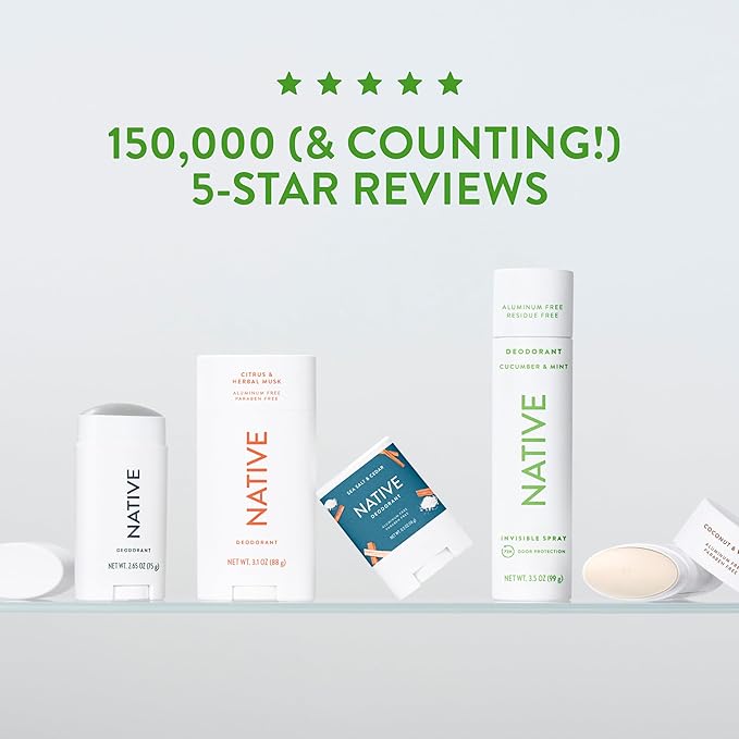 Native Deodorant Contains Naturally Derived Ingredients, 72 Hour Odor Control | Deodorant for Women and Men, Aluminum Free with Baking Soda, Coconut Oil and Shea Butter | Cucumber & Mint