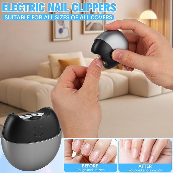 3 in 1 Automatic Electric Nail Clipper, 2026 New Electric Toe Nail Clippers with Polishing, 2-Speed Adjustable USB Rechargeable Nail Trimmer with LED Light for Seniors Kids Adults