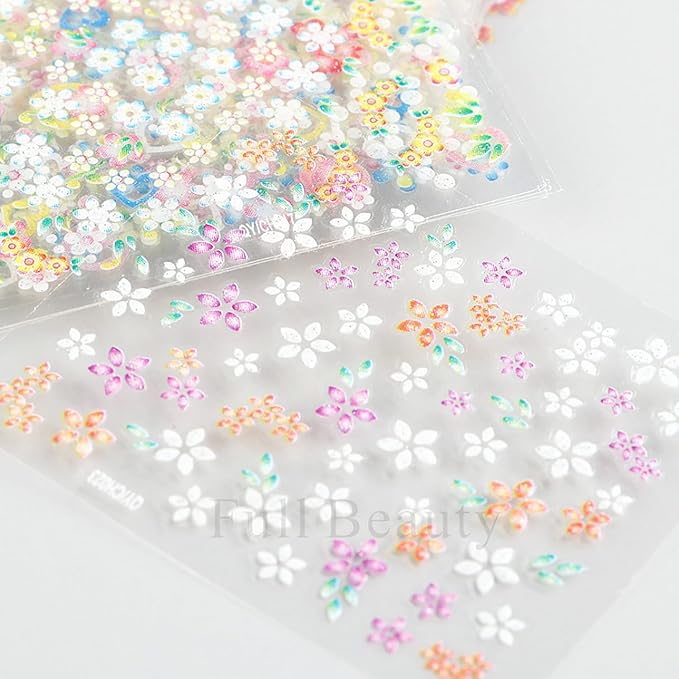 30 Sheets Flower Nail Art Stickers Self Adhesive Colorful Flower Nail Decals for Nail Art Designs Spring Summer Nail Decals Floral Daisy Heart Nail Supplies for Women Manicure DIY Decorations