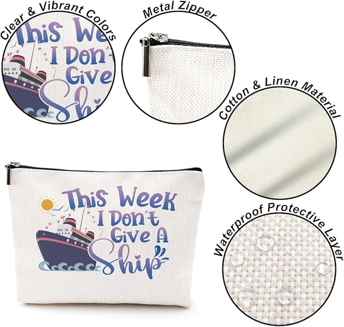 Funny Cruise Ship Cosmetic Bag Cruise Gifts Summer Vacation Cruise Trip Makeup Bag Gifts for Cruise Lovers Women Bestie Her Girls Trip Gifts Favors Makeup Pouch Bags Birthday Christmas Graduation