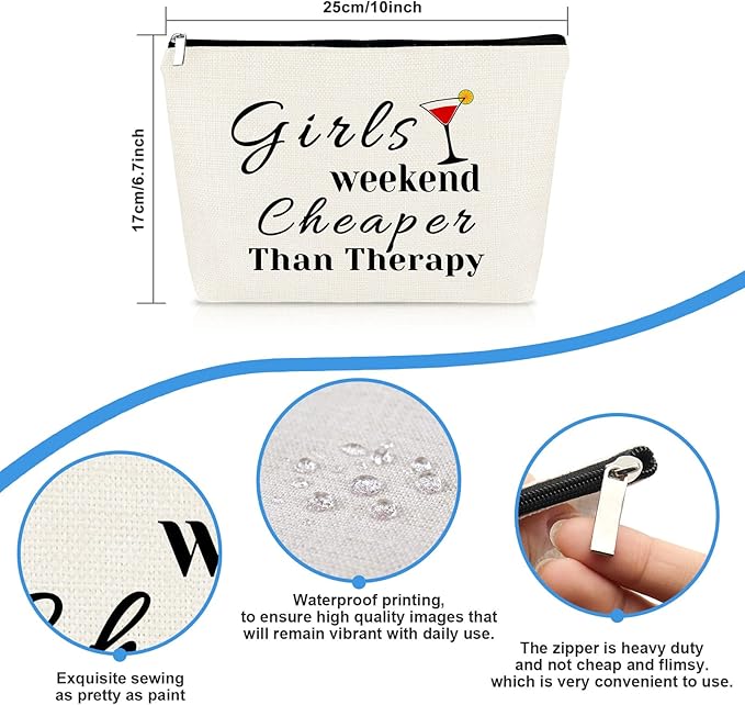 Girls Weekend Gift Makeup Bag for Her Travel Trip Gift for Best Friends Bestie Cosmetic Bags Friendship Present Christmas Birthday Graduation Present for Women Girls BFF Travel Toiletry Cosmetic Pouch