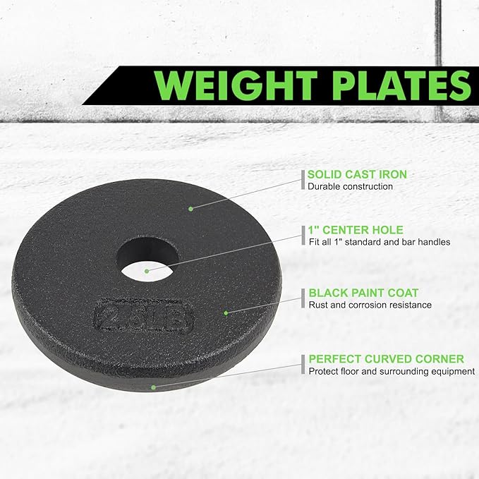 A2ZCARE 1 inch Weight Plates Set 1.25 lbs 20 lbs, 1 inch, 1 inch