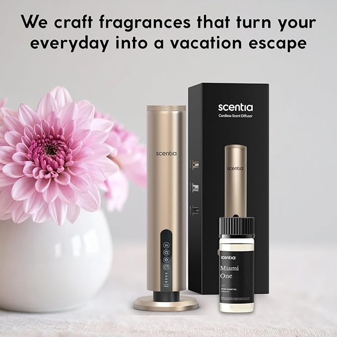 Scentia Miami One Luxury Diffuser Oil Inspired by The 1 Hotel Miami Beach- 50 ml 1.69 fl oz - Essential Oil Blend Sandalwood, Cedar & Lemon Notes for Aromatherapy Diffusers Humidifiers
