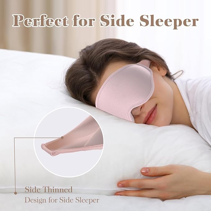 Fygrip 3D Eye Mask Sleep Mask for Men & Women, 100% Pressure-Free & Light Block-Out Eye Mask for Sleep with Easy Adjustable Strap, Night Eye Cover for Travel, Pink