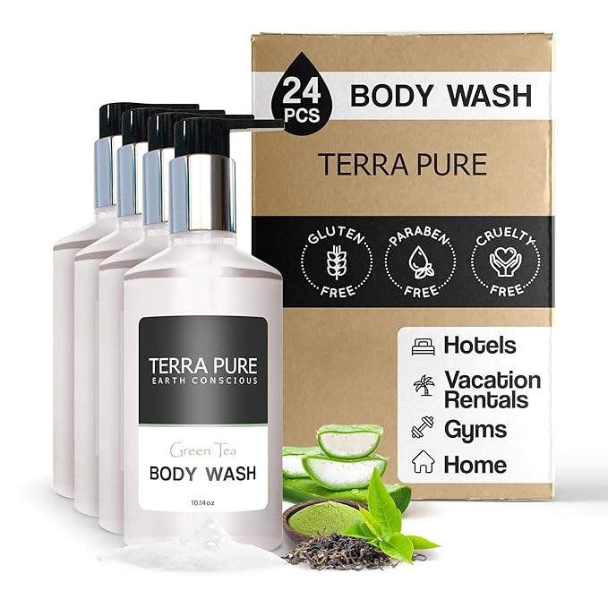 Terra Pure Green Tea Body Wash, 10.14 oz. With Organic Honey And Aloe Vera (Case of 24)