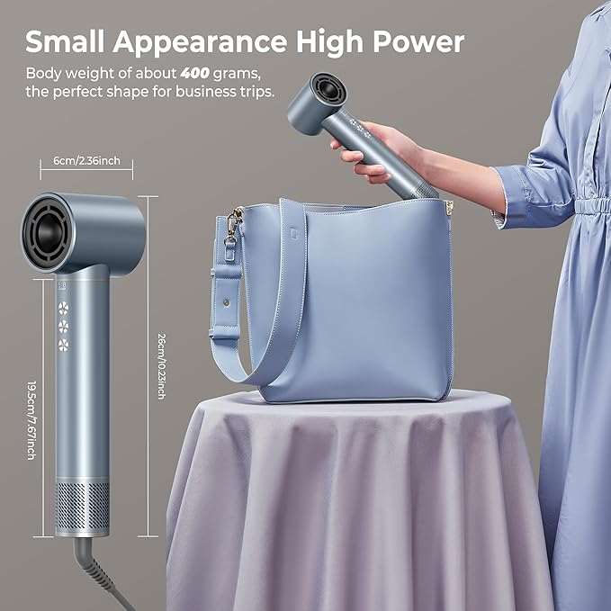 Hair Dryer Brush 5 in 1 Autowrap Hot Air Hair Styler with High-Speed Aluminum Alloy Blow Dryer Brush Volumizing, Straightening & Fast Drying with Negative Ion, No Heat Damage (Blue Silver)
