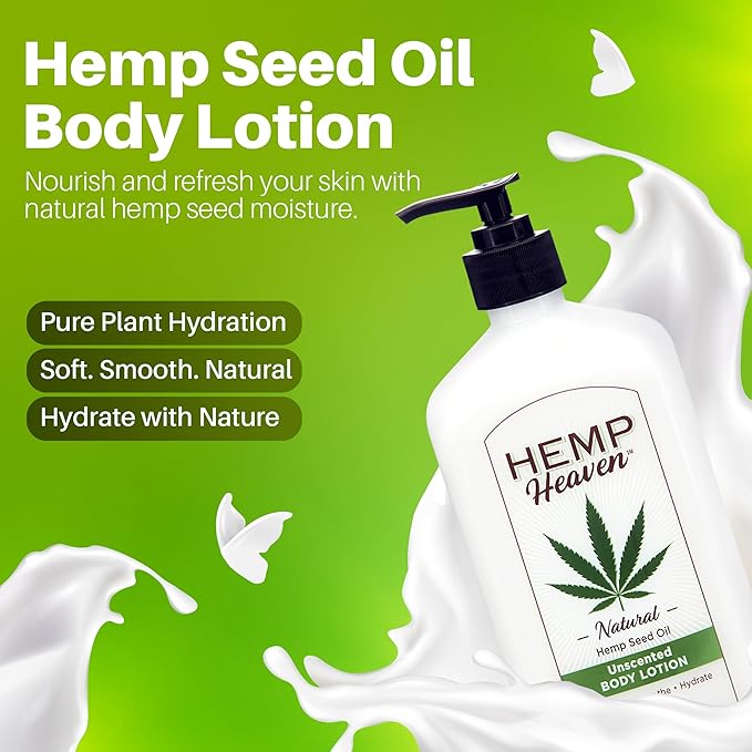 Hemp Heaven Hemp Lotion - Lotion Unscented Scent - Natural Hemp Seed Oil, Paraben-Free, 18 oz, Made in USA, Nourishing for Men & Women, EWG Verified, Anti-Aging