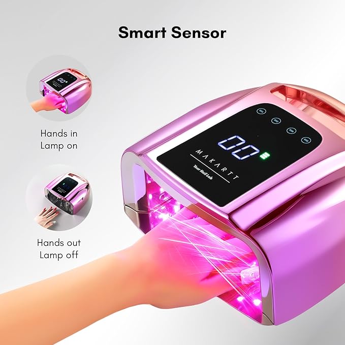 Makartt UV LED Nail Lamp - Fast Curing UV Light with Handle Nail Dryer with 42 Beads 4 Timers Cordless Rechargeable Lamp LCD Touchscreen & Smart Sensor(Gradient Purple)