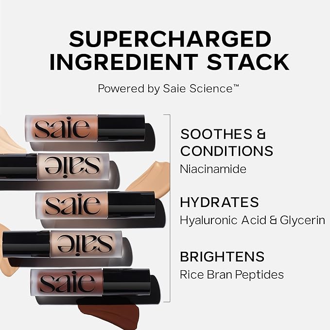 Saie Slip Tint Radiant Cream Concealer & All-Over Face Makeup - Concealer for Dark Circles, Redness & Blemishes - Lightweight Makeup Made with Hydrating Hyaluronic Acid - Shade 20 (0.17 oz)