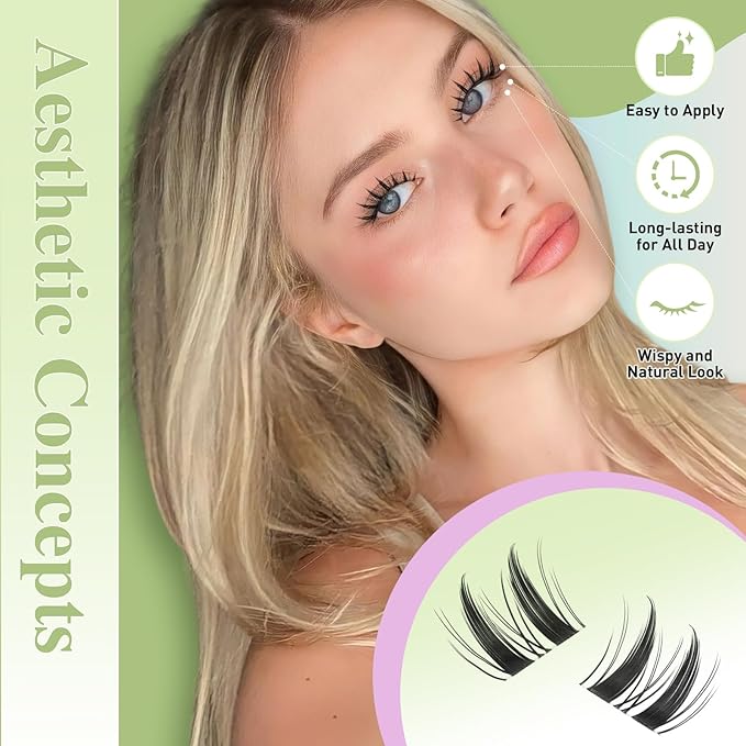 KEYYOU LASH Extension Kit 120Pcs Angel Lash Clusters Kit Thick Eyelash Extension Kit with Glue and Seal,Tweezers,Remover for DIY lash extension kit at Home（Kit-Angel A09-D-8-16MIX）