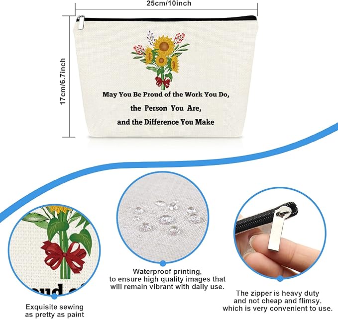 Social Worker Appreciation Gifts Makeup Cosmetic Bag for Women Volunteer Gifts Coworker Employee Leaving Going Away Farewell Gifts Inspirational Gifts for Mom Nurse Teacher Grandma Retirement Gifts