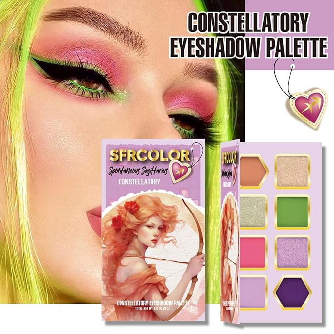 12-Color Zodiac Eyeshadow Palette, Matte Metallic Shimmer Pressed Pigments, Highly Pigmented Makeup Palette for Professional & Daily Eye Makeup (8290 Sagittarius)