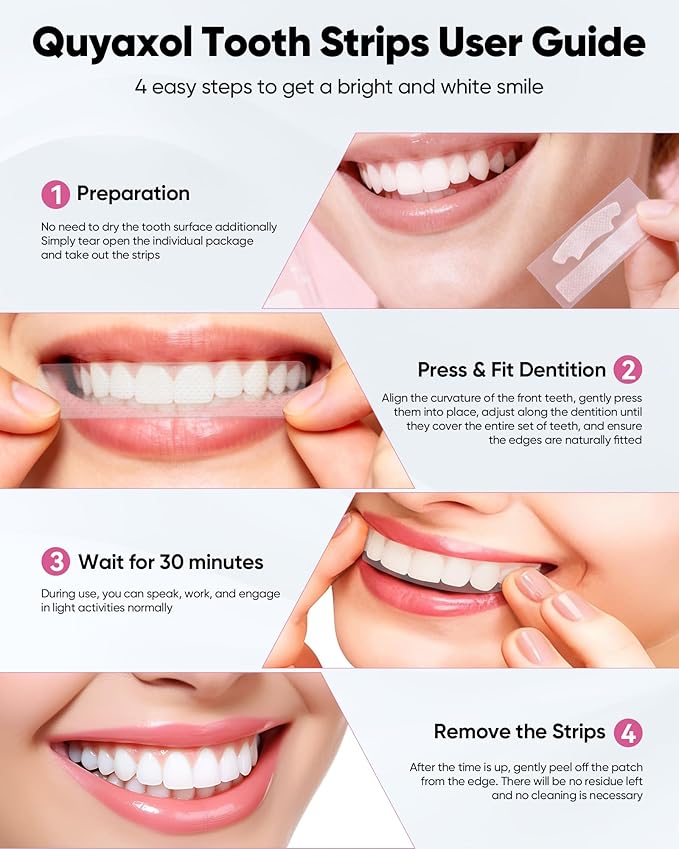 Teeth Whitening Strips, Teeth Whitening Strips Kit 14 Treatments, Enamel Safe for Sensitive Tooth, 14-Day Treatment with Non-Slip, Bleaching Tooth of Peroxide for a Radiant, Pack of 28 Strip