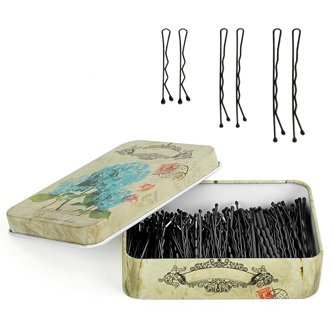MAORULU Hair Bobby Pins with Cute Case, 250 CT Bob Pins for Buns, Premium Hair Pins for Kids, Girls and Women, Great for All Hair Types (Variety Pack Black)