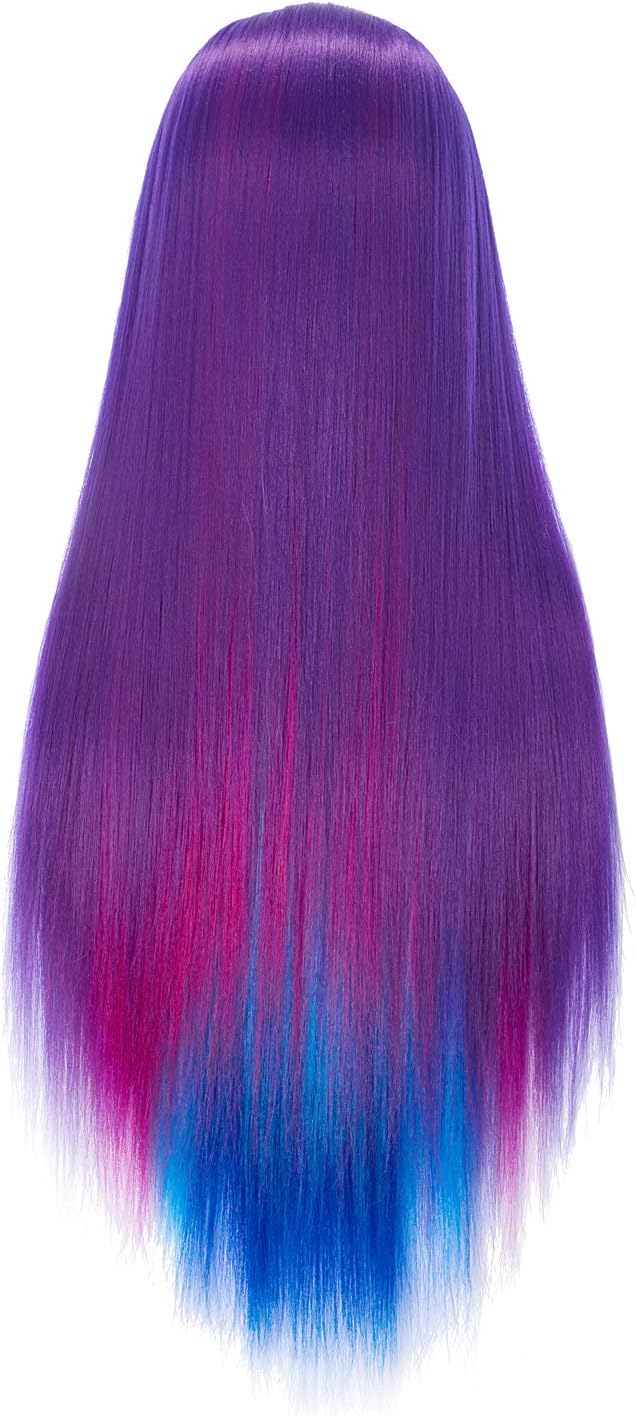 Hairingrid 26"-28" Mannequin Head Hair Styling Training Head Manikin Cosmetology Doll Head Synthetic Fiber Hair and Free Clamp Holder (Colourful)