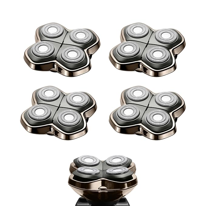 Shaver PRO 4 Head Replacement Blades - Compatible with Skull Shaver Pitbull, Butterfly Kiss Pro & Palm Shaver - Electric Shaver & Head Shaver Blade for Bald Head Shavers for Men/Women（4 Packs）