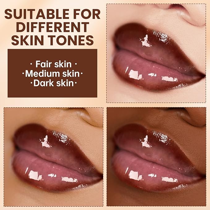 Lip Liner Gloss Set, Dark Red Plumping Lip Liner Lip Pencil Moisturizing Lightweight Lip Gloss Lip Combo, High Shine Glossy Lip Tint Lip Stain Makeup Long Lasting Lip Contour for Women