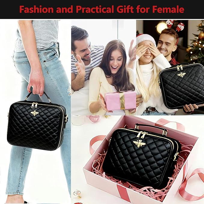 GIUWESOY Travel Makeup Bag with Light Up Mirror, Portable Makeup Bag with Led Light Women Waterproof Makeup Travel Case adjustable dividers Rechargeable Vanity Mirror with 3 Color Lights