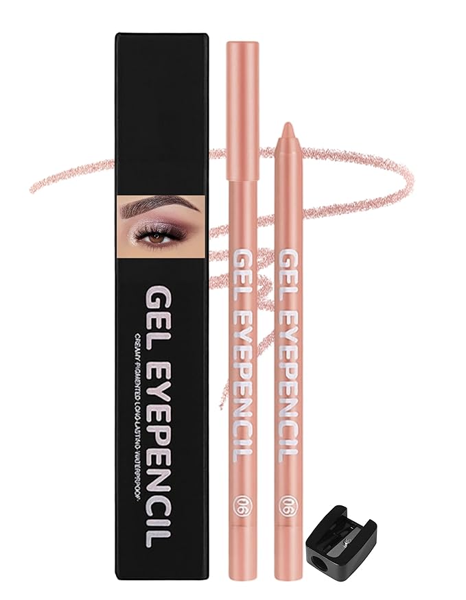 Erinde Waterproof Apricot Eyeliner Pencil, Creamy Gel Waterline Eye Liner Pen, Smooth Glide, Long Lasting, Waterproof, Sharpenable & Smudge Proof Eyeliner Pencil for Sensitive Eye, Cruelty-Free, 06