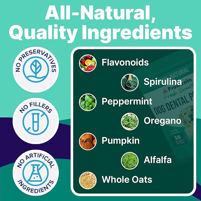 ProDenta Fresh Breath for Dogs, All-Natural Dog Breath Freshener, Dog Dental Powder Made in USA, 30 Servings