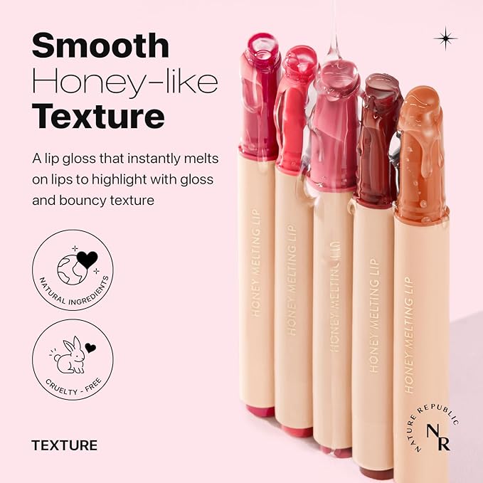 Nature Republic HONEY MELTING LIP (03 BERRY) SOFT LIP STICK, Hydrating Gloss, Moisturizing balms, Sheer tint, Shine & Glowy Finish, korean make up