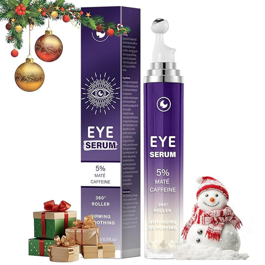 YAFUSIPE Caffeine Eye Serum for Puffy Dark Circles, Instant Depuffing Under Eye Treatment Anti-Aging Firming Undereye Serum with Roller for Wrinkles Bags Fine Lines Brightening Christmas 0.5 Floz