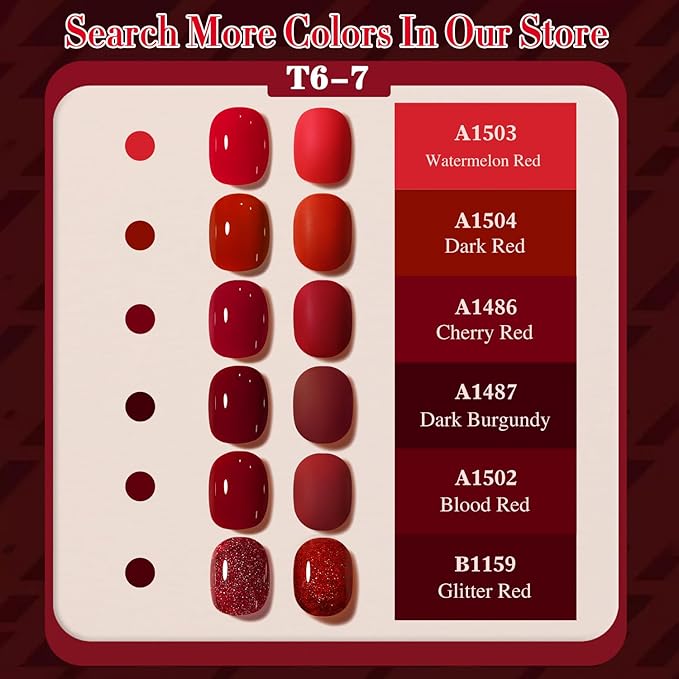 Double Rhythm 0.5Oz Glitter Gel Polish Same Color Same Bollte Shimmer Reflective Color for Nail Art Salon DIY Soak Off 15ml Nail Lamp Gel Polish at Home (Dark Red-B1159)