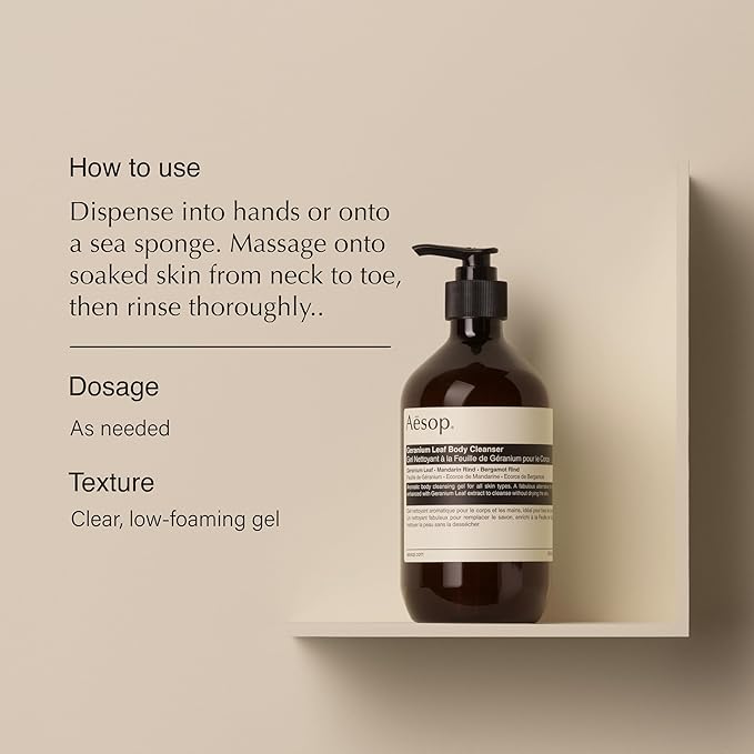 Aesop Geranium Leaf Duet | Gel Body Cleanser + Body Balm | Aromatic Pairing For Cleansed and Supple Skin | Paraben-Free, Cruelty-Free & Vegan |16.9 oz + 16.5 oz