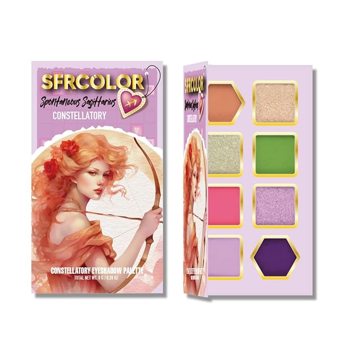 12-Color Zodiac Eyeshadow Palette, Matte Metallic Shimmer Pressed Pigments, Highly Pigmented Makeup Palette for Professional & Daily Eye Makeup (8290 Sagittarius)