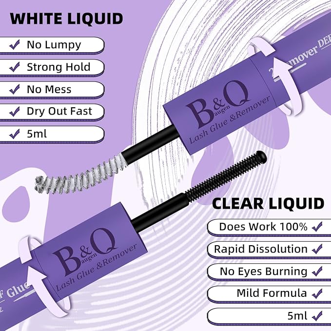 B&Qaugen Lash Bond DIY Eyelash Glue and Lash Remover Fast Removal with No Residue (Bond and Seal)