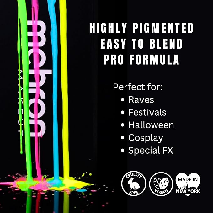 Mehron Paradise FX UV Neon Glow – Neon UV Martian 1.4 oz | Water Activated Black Light UV Paint for Raves, Costumes, SFX, Halloween, Stage, Theater & Cosplay