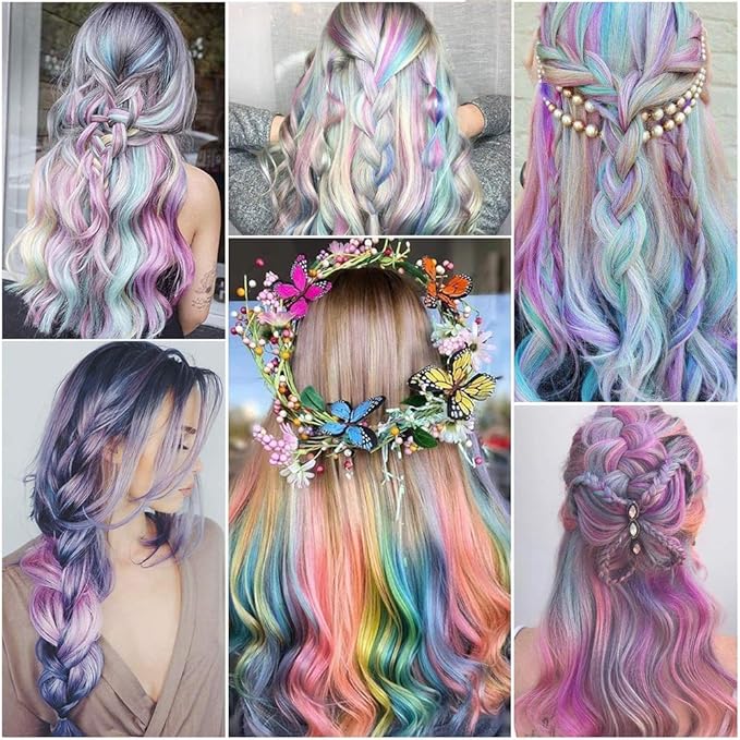 Colored Hair Extensions 10 PCS, Colorful Clip in Synthetic Hair Extensions Party Highlights, Rainbow Long Straight Hairpieces for Girls Women Cosplay Gifts(22 Inch)