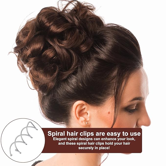 20 PCS Spin Pins for Hair, Spiral Bobby Pins, Bun Twist Spiral Hair Pin Silver Bobby-Pins with Non-scratch Rounded Tips Stylish Bun Bobby-Pin Hairs Buns Maker Accessories for Women Hairs