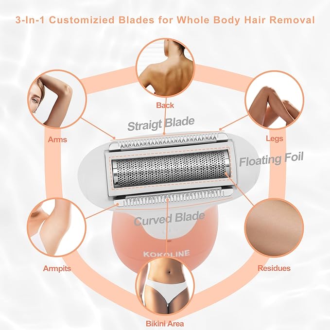 Women's Electric Shaver & Trimmer,Wet Dry Painless Razor for Legs,Bikini, Underarms, Hypoallergenic Foil Shaver with Bikini Trimmer,Cordless Waterproof for Shower Travel Gift,coral/bg7y