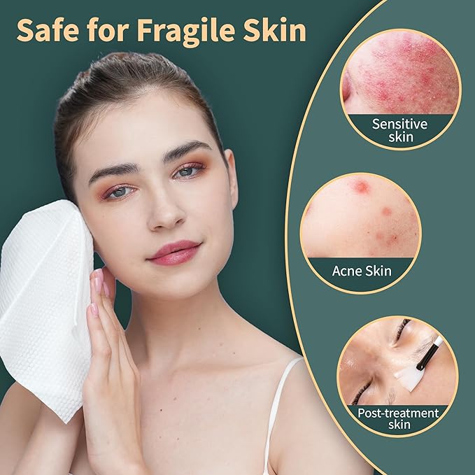 Ourmed Life Face Towels, 12"×12" Tear-Off Disposable Biodegradable Facial Towels for Sensitive Skin, Lint- free Face Wipes for Washing Face, Skincare and Makeup Removal, Dry Wipes, (60 Ct, 1 Pack)