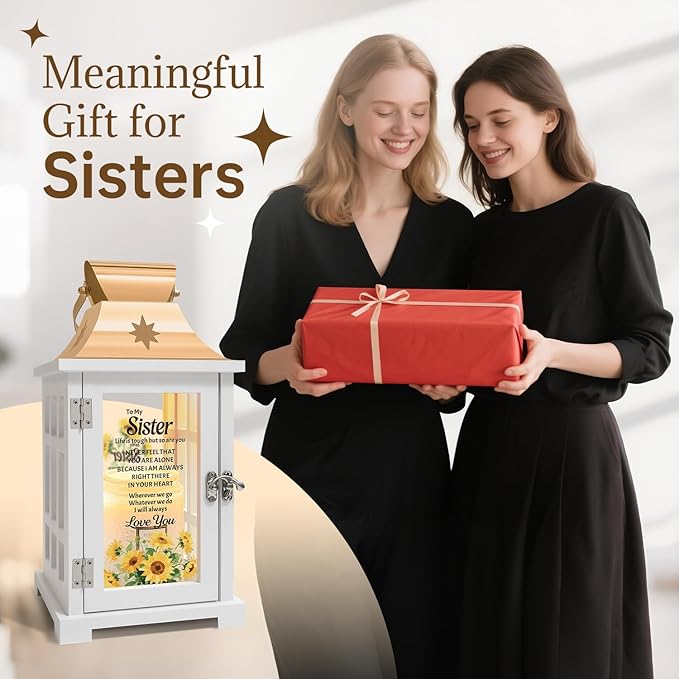 Sister Gifts from Sister, Candle Warmer Lamp Lantern with Timer, Christmas Birthday Gifts for Sisters from Sisters - Thanksgiving Gifts