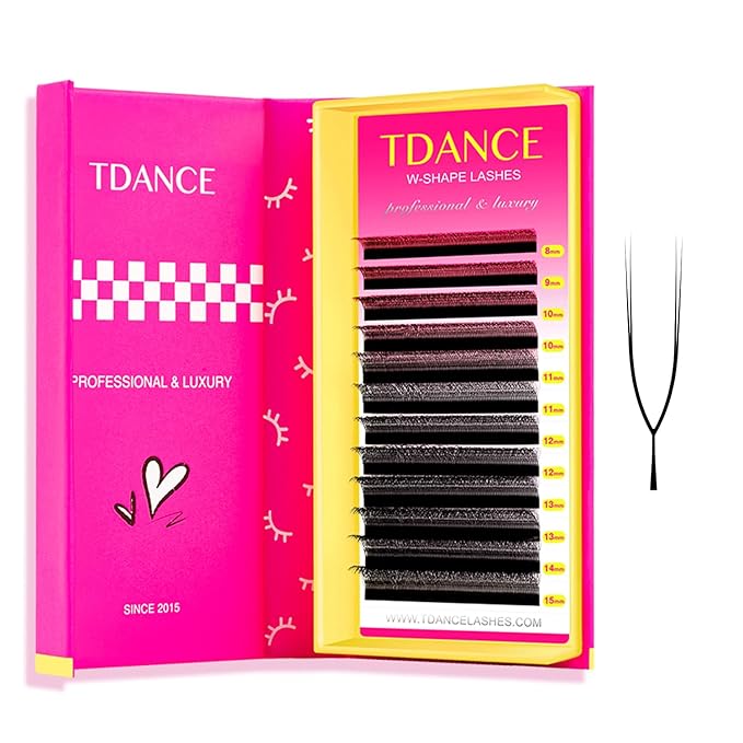 TDANCE U Lash Extensions 2D 3D 4D 5D UU Lash Fans Eyelash Extension U Shaped Natural Volume Lashes Extension Soft Matte Black Lashes(UU-2D-0.07-D,8-15mm)