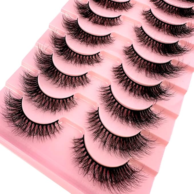 HBZGTLAD Soft Mink Eyelashes 3D Curl Winged End Eye Elongated Fake Lashes Thick Handmade Natural False Eyelash Messy Cross Lash Wholesale (WF606#)