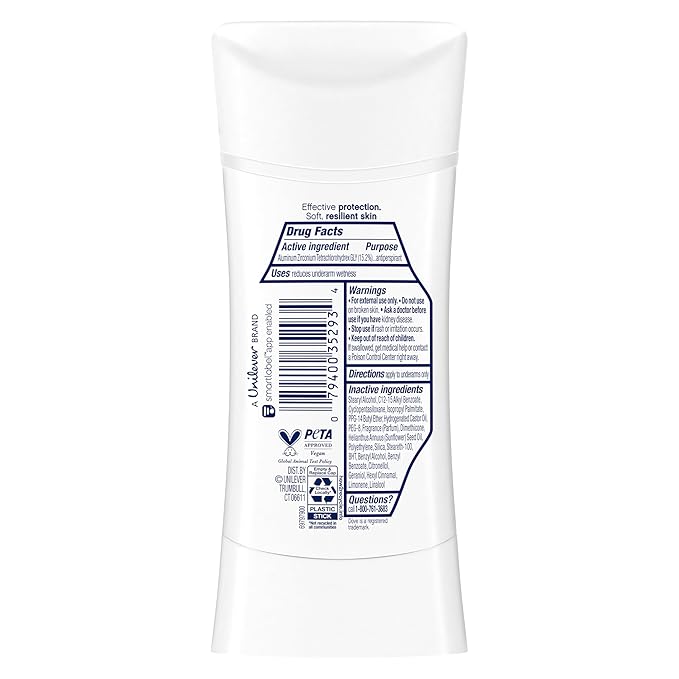 Dove Advanced Care Antiperspirant Deodorant Stick Beauty Finish 4 Count for helping your skin barrier repair after shaving 2.6 oz
