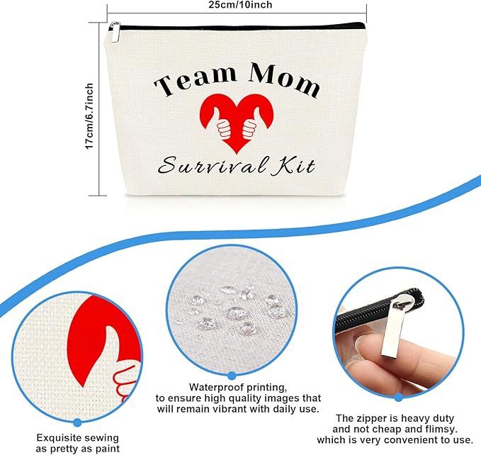 Team Mom Gifts Team Leader Thank You Gift for Women Makeup Bag Cosmetic Bag Pouch Team Mom Appreciation Gifts Birthday Gifts for Coach Mom Baseball Soccer Football Basketball Badminton Swimming Leader