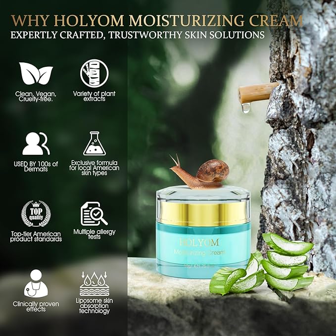 HOLYOM Moisturizing Crepe Fix Cream – Tightens and Firms Face, Neck & Body, Anti Wrinkles for Crepey and Sagging Skin, Christmas Gift for Men & Women, 1.75 Fl Oz