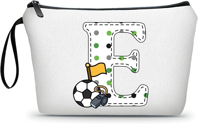 ARIOSEY Soccer Gifts Personalized Soccer Ball Cosmetic Bag for Purse Birthday Inspirational Gifts for Girls Women Team Coach Mom Stuff Travel Organizer-E