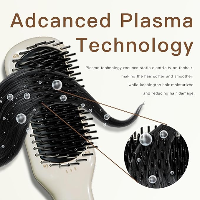 MEGAWISE Pro Ceramic Ionic Hair Straightener Brush, Universal Dual Voltage, Rotatable Power Cord, MCH Fast 20s Heating Tech, Anti-Scald, Auto-Off Safety, Home Salon (Pearl White)