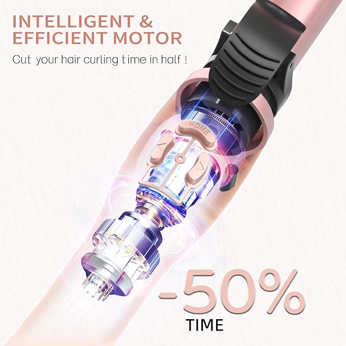 Rotating Curling Iron 1 Inch, Automatic Curling Wand with 12 Temperature & Memory Mode Perfect for Beach Waves, Fast Self Curling Wand, Suit for Medium or Long Hair