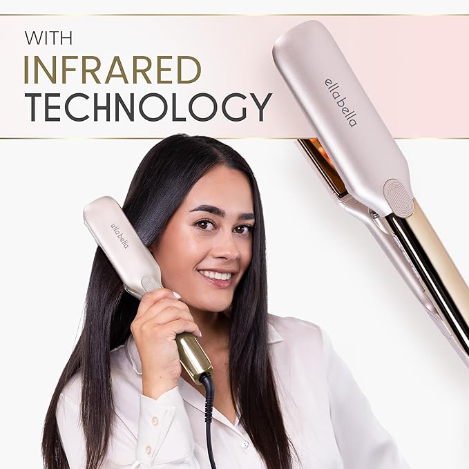 ELLA BELLA® Titanium Flat Iron Hair Straightener (with Infrared) • Professional Straightening Iron • Digital Display to Accurately Control Temperature • As Featured in Good Housekeeping
