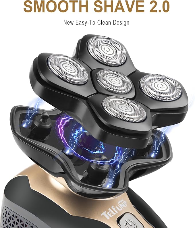 Telfun Detachable Head & Body Hair Shaver, Magnetic Electric Razor for Fast Shaving
