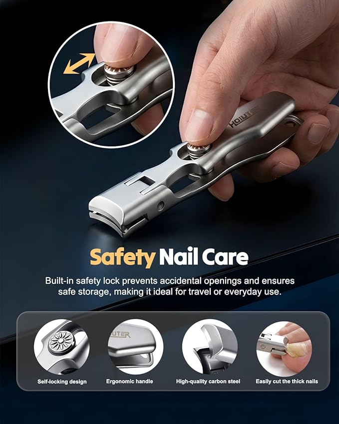 German Nail Clippers for Men Women, 2026 Upgraded Ultra Sharp Stainless Steel Nail Clippers for Thick Nails, Luxurious Ultra Sharp Nail Clippers Set with Nail File for Seniors (Silver)